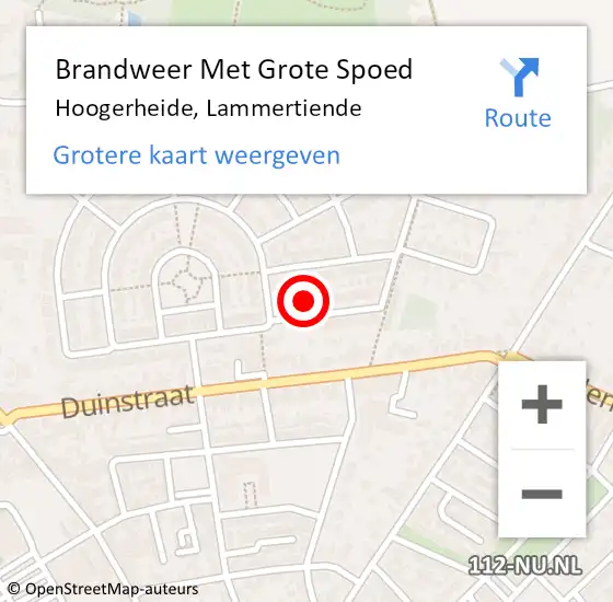 Locatie op kaart van de 112 melding: Brandweer Met Grote Spoed Naar Hoogerheide, Lammertiende op 28 juni 2017 06:15