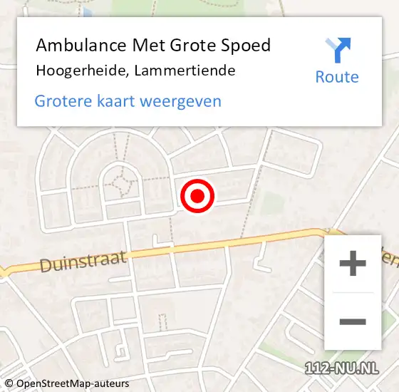 Locatie op kaart van de 112 melding: Ambulance Met Grote Spoed Naar Hoogerheide, Lammertiende op 28 juni 2017 06:17