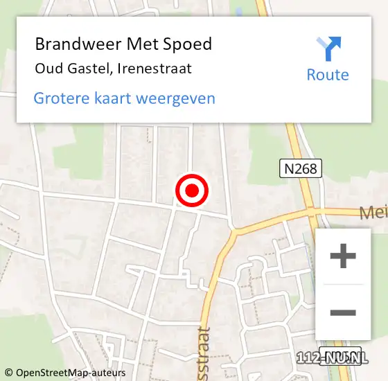 Locatie op kaart van de 112 melding: Brandweer Met Spoed Naar Oud Gastel, Irenestraat op 25 januari 2014 09:52