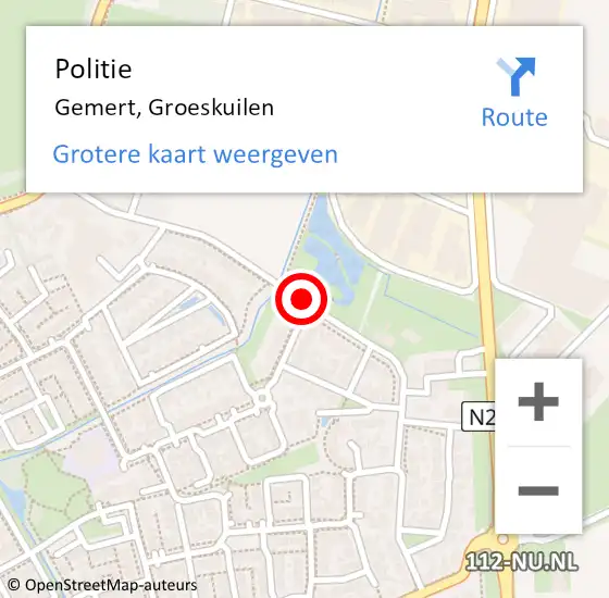 Locatie op kaart van de 112 melding: Politie Gemert, Groeskuilen op 28 juni 2017 07:19