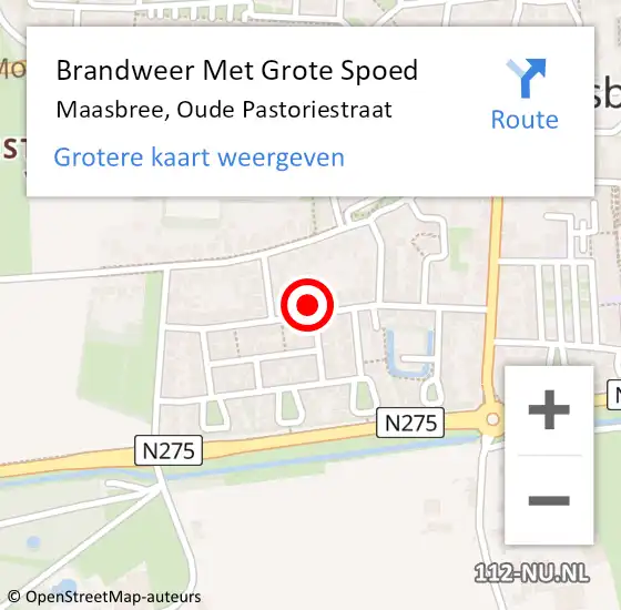 Locatie op kaart van de 112 melding: Brandweer Met Grote Spoed Naar Maasbree, Oude Pastoriestraat op 28 juni 2017 08:08