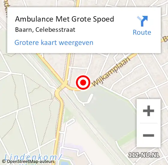 Locatie op kaart van de 112 melding: Ambulance Met Grote Spoed Naar Baarn, Celebesstraat op 20 september 2013 11:38