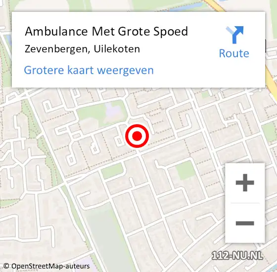 Locatie op kaart van de 112 melding: Ambulance Met Grote Spoed Naar Zevenbergen, Uilekoten op 28 juni 2017 08:42