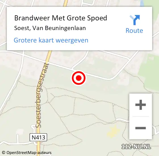 Locatie op kaart van de 112 melding: Brandweer Met Grote Spoed Naar Soest, Van Beuningenlaan op 28 juni 2017 09:17