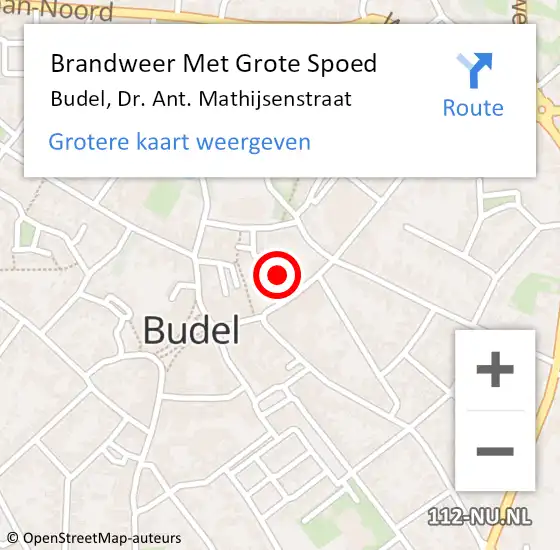 Locatie op kaart van de 112 melding: Brandweer Met Grote Spoed Naar Budel, Dr. Ant. Mathijsenstraat op 28 juni 2017 09:28