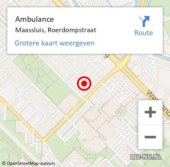 Locatie op kaart van de 112 melding: Ambulance Maassluis, Roerdompstraat op 28 juni 2017 09:42