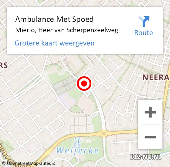Locatie op kaart van de 112 melding: Ambulance Met Spoed Naar Mierlo, Heer Van Scherpenzeelweg op 28 juni 2017 11:08