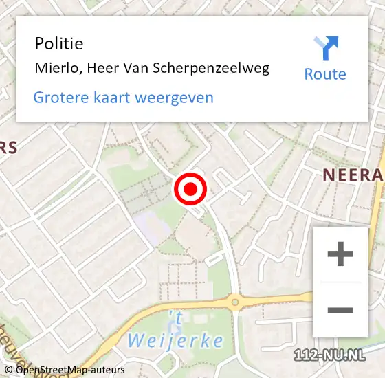 Locatie op kaart van de 112 melding: Politie Mierlo, Heer Van Scherpenzeelweg op 28 juni 2017 11:09