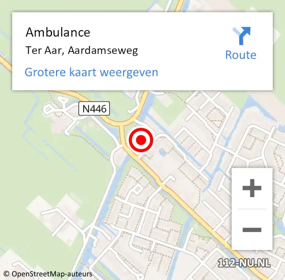 Locatie op kaart van de 112 melding: Ambulance Ter Aar, Aardamseweg op 28 juni 2017 11:15