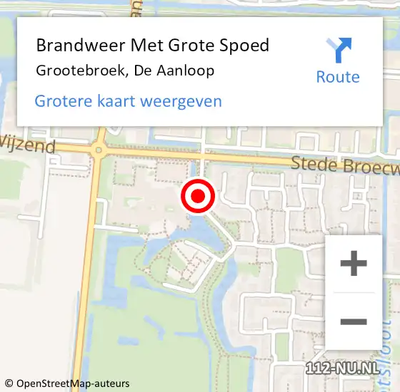 Locatie op kaart van de 112 melding: Brandweer Met Grote Spoed Naar Grootebroek, De Aanloop op 28 juni 2017 11:22