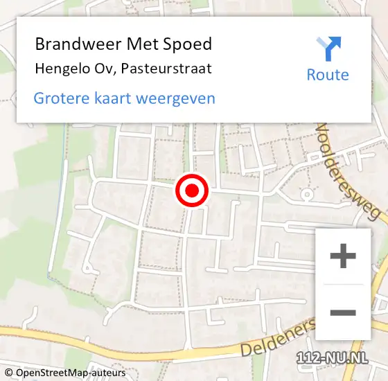 Locatie op kaart van de 112 melding: Brandweer Met Spoed Naar Hengelo Ov, Pasteurstraat op 28 juni 2017 11:28