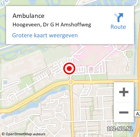 Locatie op kaart van de 112 melding: Ambulance Hoogeveen, Dr G H Amshoffweg op 28 juni 2017 11:33