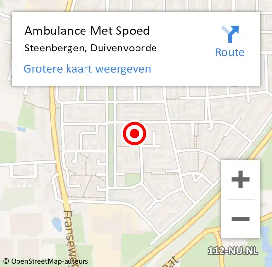 Locatie op kaart van de 112 melding: Ambulance Met Spoed Naar Steenbergen, Duivenvoorde op 28 juni 2017 11:37