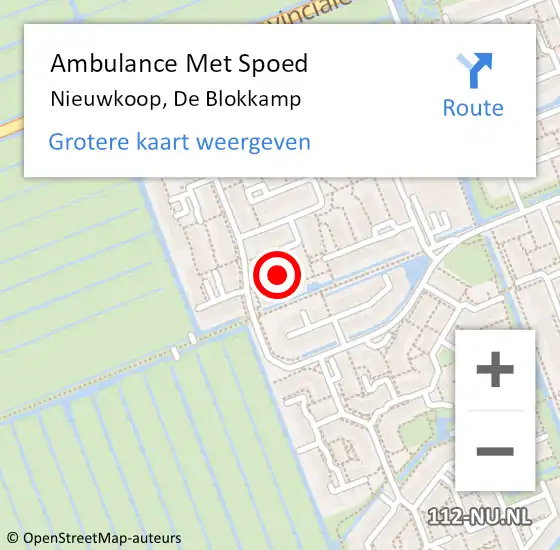 Locatie op kaart van de 112 melding: Ambulance Met Spoed Naar Nieuwkoop, De Blokkamp op 28 juni 2017 12:14