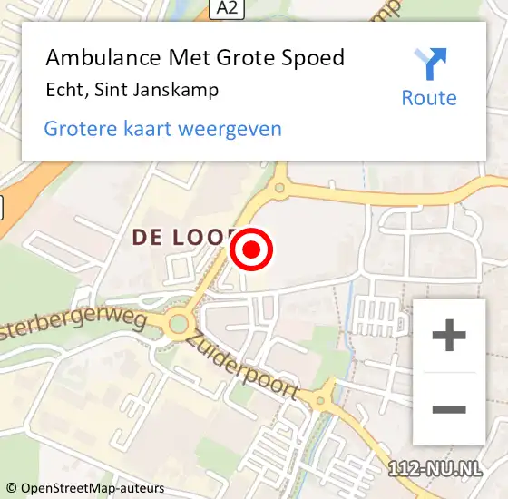 Locatie op kaart van de 112 melding: Ambulance Met Grote Spoed Naar Echt, Sint Janskamp op 28 juni 2017 12:32