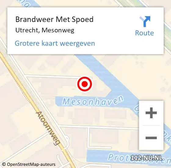 Locatie op kaart van de 112 melding: Brandweer Met Spoed Naar Utrecht, Mesonweg op 28 juni 2017 13:58