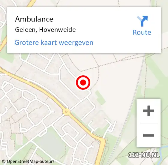 Locatie op kaart van de 112 melding: Ambulance Geleen, Hovenweide op 20 september 2013 11:44