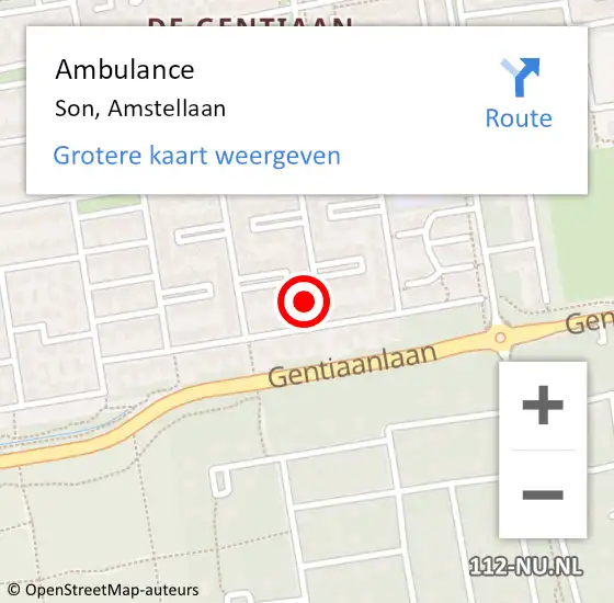 Locatie op kaart van de 112 melding: Ambulance Son, Amstellaan op 28 juni 2017 14:29