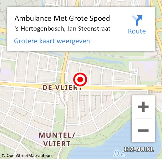 Locatie op kaart van de 112 melding: Ambulance Met Grote Spoed Naar 's-Hertogenbosch, Jan Steenstraat op 28 juni 2017 14:35