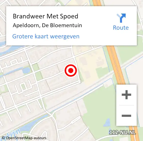 Locatie op kaart van de 112 melding: Brandweer Met Spoed Naar Apeldoorn, De Bloementuin op 28 juni 2017 14:46