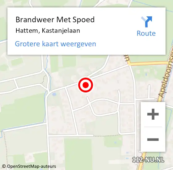 Locatie op kaart van de 112 melding: Brandweer Met Spoed Naar Hattem, Kastanjelaan op 28 juni 2017 14:56