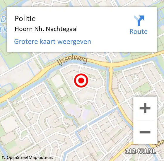 Locatie op kaart van de 112 melding: Politie Hoorn Nh, Nachtegaal op 28 juni 2017 14:58