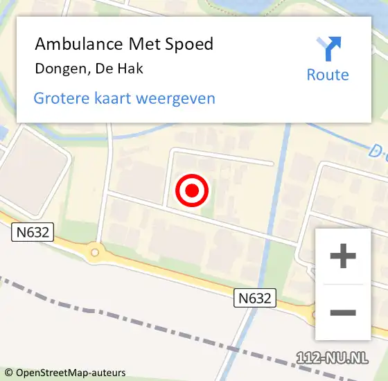 Locatie op kaart van de 112 melding: Ambulance Met Spoed Naar Dongen, De Hak op 28 juni 2017 15:09