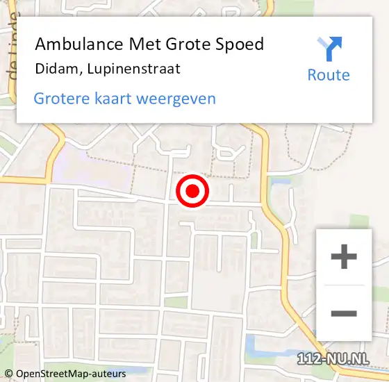 Locatie op kaart van de 112 melding: Ambulance Met Grote Spoed Naar Didam, Lupinenstraat op 28 juni 2017 15:24