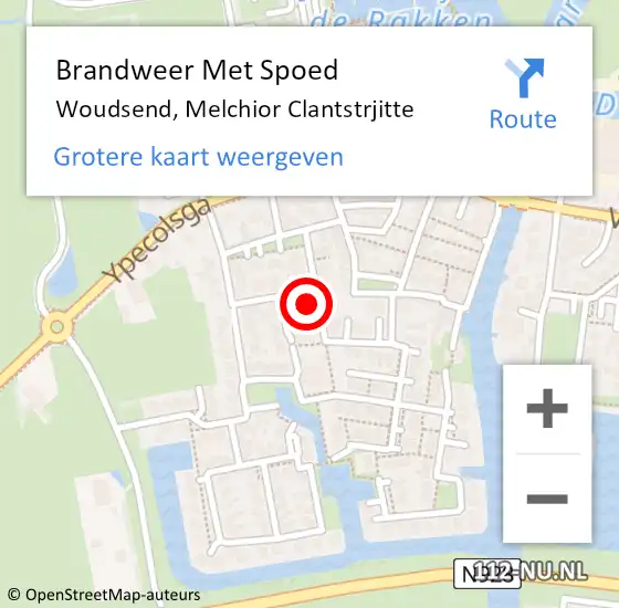 Locatie op kaart van de 112 melding: Brandweer Met Spoed Naar Woudsend, Melchior Clantstrjitte op 28 juni 2017 15:31