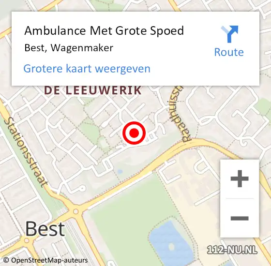 Locatie op kaart van de 112 melding: Ambulance Met Grote Spoed Naar Best, Wagenmaker op 28 juni 2017 15:40