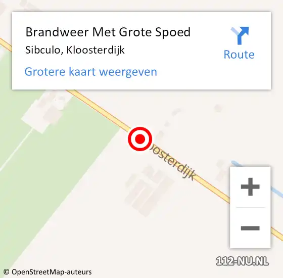 Locatie op kaart van de 112 melding: Brandweer Met Grote Spoed Naar Sibculo, Kloosterdijk op 28 juni 2017 16:02