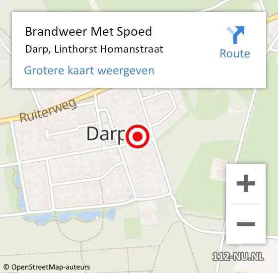 Locatie op kaart van de 112 melding: Brandweer Met Spoed Naar Darp, Linthorst Homanstraat op 28 juni 2017 16:20