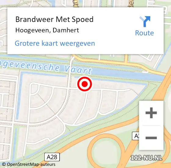 Locatie op kaart van de 112 melding: Brandweer Met Spoed Naar Hoogeveen, Damhert op 28 juni 2017 16:48