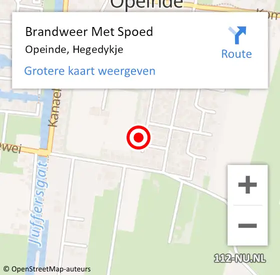 Locatie op kaart van de 112 melding: Brandweer Met Spoed Naar Opeinde, Hegedykje op 28 juni 2017 16:49