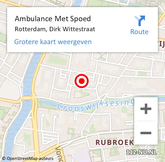 Locatie op kaart van de 112 melding: Ambulance Met Spoed Naar Rotterdam, Dirk Wittestraat op 28 juni 2017 16:52