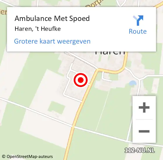 Locatie op kaart van de 112 melding: Ambulance Met Spoed Naar Haren, 't Heufke op 28 juni 2017 17:01