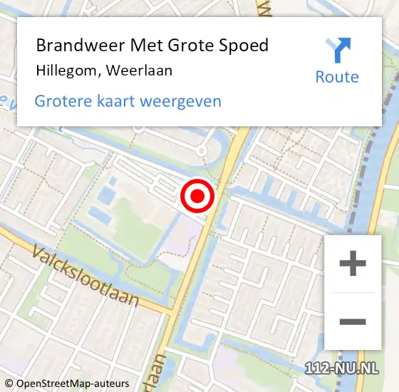 Locatie op kaart van de 112 melding: Brandweer Met Grote Spoed Naar Hillegom, Weerlaan op 28 juni 2017 17:03