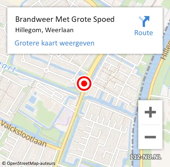 Locatie op kaart van de 112 melding: Brandweer Met Grote Spoed Naar Hillegom, Weerlaan op 28 juni 2017 17:04