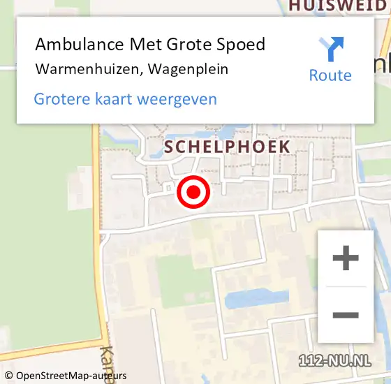 Locatie op kaart van de 112 melding: Ambulance Met Grote Spoed Naar Warmenhuizen, Wagenplein op 28 juni 2017 17:10