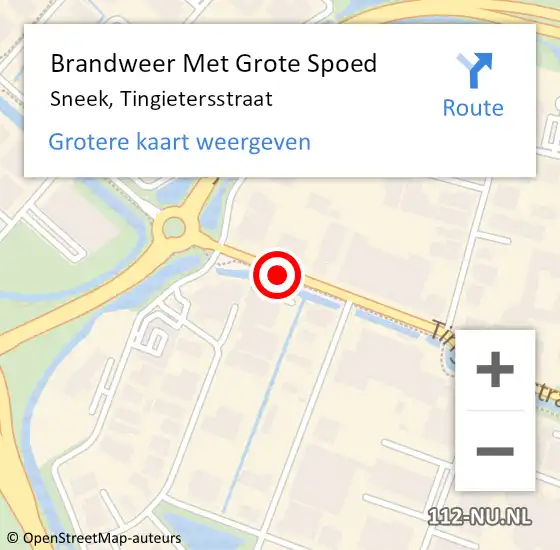 Locatie op kaart van de 112 melding: Brandweer Met Grote Spoed Naar Sneek, Tingietersstraat op 28 juni 2017 17:38