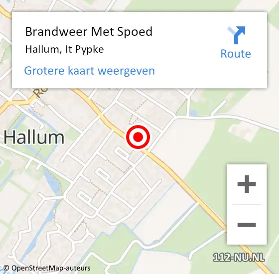 Locatie op kaart van de 112 melding: Brandweer Met Spoed Naar Hallum, It Pypke op 28 juni 2017 18:06