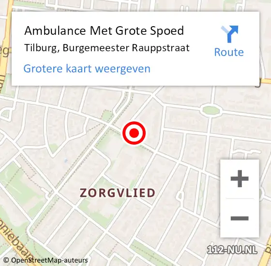 Locatie op kaart van de 112 melding: Ambulance Met Grote Spoed Naar Tilburg, Burgemeester Rauppstraat op 28 juni 2017 18:13