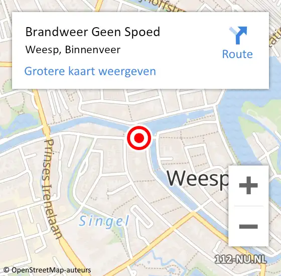 Locatie op kaart van de 112 melding: Brandweer Geen Spoed Naar Weesp, Binnenveer op 25 januari 2014 11:19