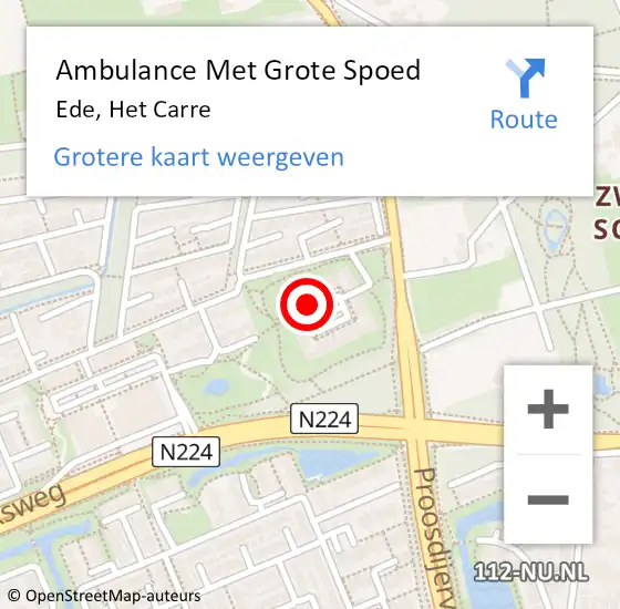 Locatie op kaart van de 112 melding: Ambulance Met Grote Spoed Naar Ede, Het Carre op 28 juni 2017 18:57