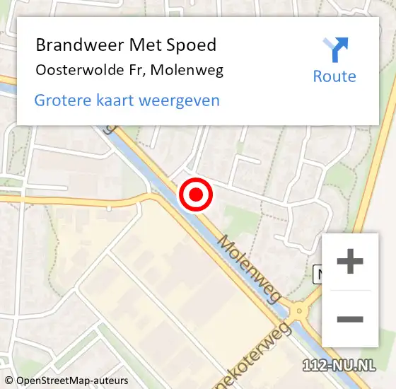 Locatie op kaart van de 112 melding: Brandweer Met Spoed Naar Oosterwolde Fr, Molenweg op 28 juni 2017 19:22