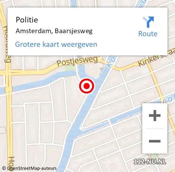 Locatie op kaart van de 112 melding: Politie Amsterdam, Baarsjesweg op 28 juni 2017 19:31