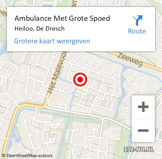 Locatie op kaart van de 112 melding: Ambulance Met Grote Spoed Naar Heiloo, De Dresch op 28 juni 2017 19:31