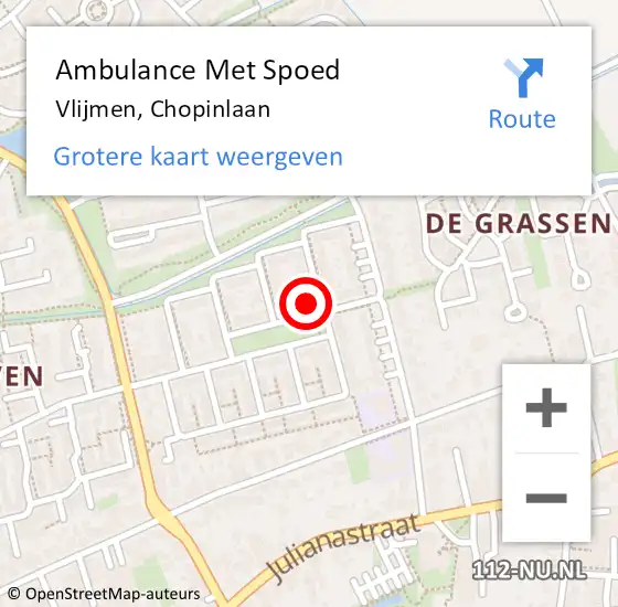 Locatie op kaart van de 112 melding: Ambulance Met Spoed Naar Vlijmen, Chopinlaan op 28 juni 2017 19:55