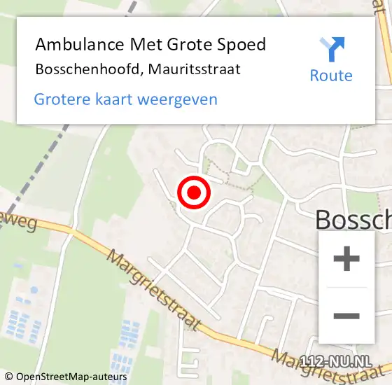 Locatie op kaart van de 112 melding: Ambulance Met Grote Spoed Naar Bosschenhoofd, Mauritsstraat op 28 juni 2017 20:02