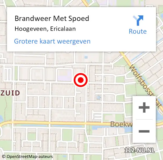 Locatie op kaart van de 112 melding: Brandweer Met Spoed Naar Hoogeveen, Ericalaan op 28 juni 2017 20:07